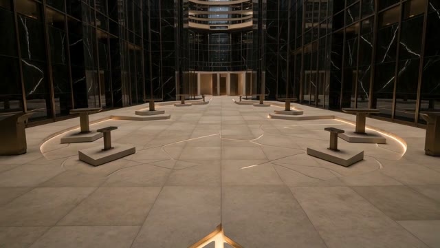 Open stone work floor with an embedded circular path